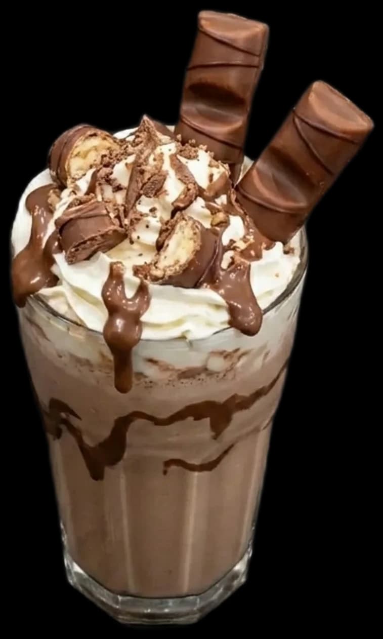Kinder Bueno milkshake with whipped cream