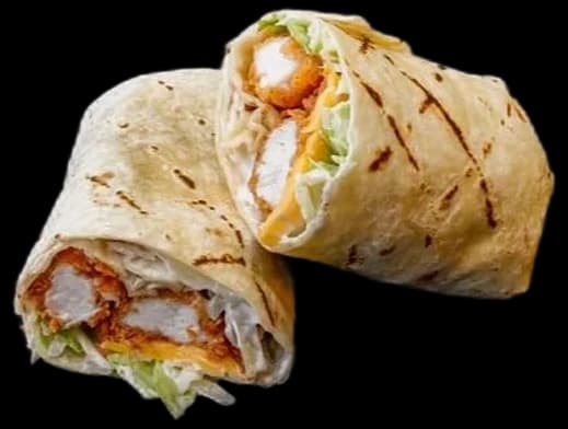 Grilled wrap cut in half
